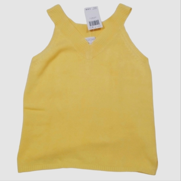 Jeanne Pierre knitted yellow V neck Vest.  Size S - Picture 9 of 9